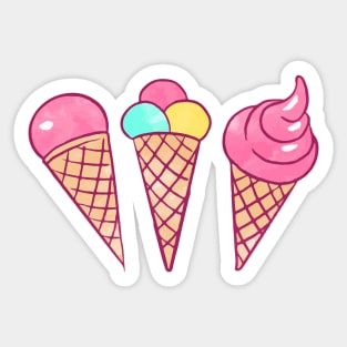 Three Ice Cream Cone Sticker